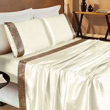 Kit Jogo de Cama de Cetim Charmousse Queen Palha 4 Peças