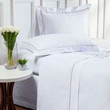 Kit Lençol de Cama Queen Size Algodão 200 Fios 4 Peças Branco com Detalhe em Prata