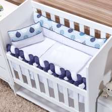Kit Mini Berço Trança Balone Azul 8 Peças Azul marinho