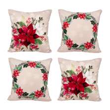 Kit de Almofada para Decoração de Natal 4 Unidades Tecido Suede 40cm x 40cm com Refil de Silicone