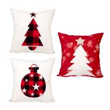 Kit de Almofada para Natal Estampada Tecido Suede 3 Unidades 40cm x 40cm com Refil de Silicone