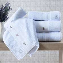 Kit de Banho Ellora Branco Felpa 100% Algodão 5 Peças Bordado