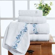 Kit de Banho Londres Branco Felpa 100% Algodão 5 Peças Bordado