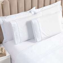 Lençol Ponto Palito Branco Queen Size 3 Peças Liso 160 Fios