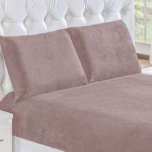 Lençol de Cama Queen Rosê 3 Peças Liso com Elástico 1,98m x 1,58m x 30cm