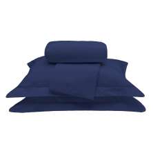 Lençol para Cama de Solteiro Azul Marinho 100% Algodão 200 Fios 3 Peças