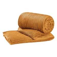 Mantinha Microfibra Canelada Queen 2,20m x 2,40m Mostarda