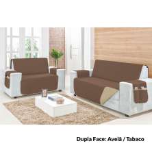 Protetor de Sofá Dupla Face Clean Avelã/Tabaco 3 e 2 Lugares
