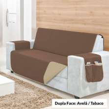Protetor de Sofá Dupla Face Clean Avelã/Tabaco 4 Lugares