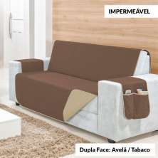 Protetor de Sofá Impermeável Clean Avelã/Tabaco 4 Lugares