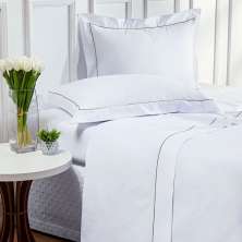 Roupa Cama Branco King 200 Fios 100% Algodão com Detalhe em Verde