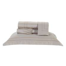 Roupa de Cama Solteiro 400 Fios Egípcio Cáqui 100% Algodão 3 Peças