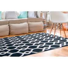 Tapete de Sala Preto Geométrico Renaissance Antiderrapante 1,90m x 1,33m Dublin Chumbo