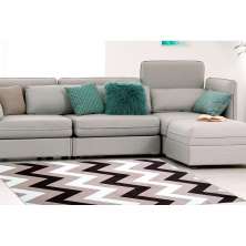Tapete para Sala Chevron Renaissance Antiderrapante 1,90m x 1,33m ZigZag Taupe Bege