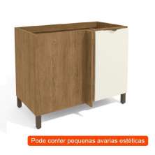 [OUTLET] Balcão de Cozinha Frow 1 PT Freijó e Off White 98 cm