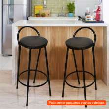 [OUTLET] Conjunto com 2 Banquetas Erica Preto