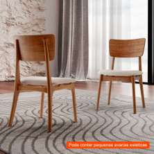 [OUTLET] Conjunto com 2 Cadeiras Parma Gold Linho Bege e Imbuia Natural