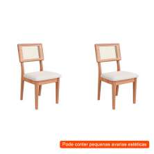 [OUTLET] Conjunto com 2 Cadeiras Penny Algodão Cesare Claro e Freijó