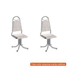 [OUTLET] Conjunto com 2 Cadeiras de Cozinha Ashlee Palha e Cromado