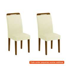 [OUTLET] Conjunto de 2 Cadeiras de Jantar Athenas Imbuia Veludo Creme