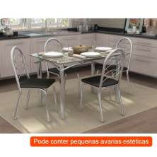 [OUTLET] Conjunto de Mesa com 4 Cadeiras Gillian Cromado e Preto