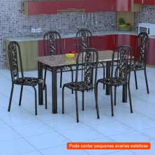 [OUTLET] Conjunto de Mesa com 6 Cadeiras Granada Preto Floral GR