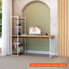 [OUTLET] Escrivaninha com Estante Studio Mel e Branca 150x147 cm