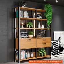 [OUTLET] Estante Dijon 1 PT 2 GV Freijó e Preta 145 cm