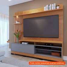 [OUTLET] Estante para Home Theater e TV até 65 Polegadas com LED Maceió Freijó e Cinza