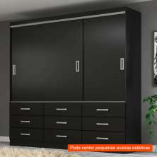 [OUTLET] Guarda-Roupa Casal Isabela 3 PT 9 GV Preto