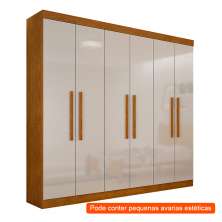 [OUTLET] Guarda-Roupa Casal Malibu 6 PT Imbuia e Off White