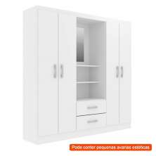 [OUTLET] Guarda-Roupa Casal com Espelho Capelinha 4 PT 2 GV Branco