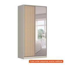 [OUTLET] Guarda-Roupa Solteiro com Espelho Tunas IV 2 PT 3 GV Branco e Noce