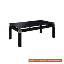[OUTLET] Mesa de Centro com Tampo de Vidro Retangular Malva Preta