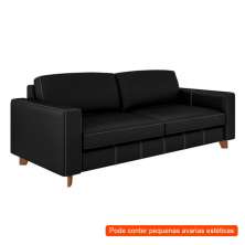 [OUTLET] Sofá 3 Lugares Rússia Couro Preto 240 cm