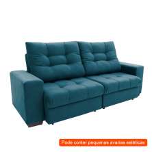 [OUTLET] Sofá 3 Lugares Retrátil e Reclinável Biarritz Suede Azul Turquesa