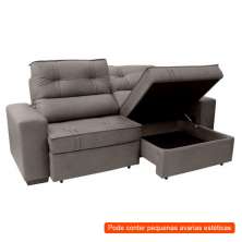 [OUTLET] Sofá 3 Lugares Retrátil e Reclinável com Baú Lottus Suede Castanho