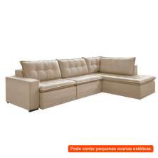 [OUTLET] Sofá 5 Lugares Presidente com Chaise Direito Veludo Marfim 316 cm