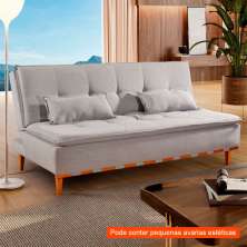 [OUTLET] Sofá-Cama Casal 3 Lugares Nice Linho Cinza 186 cm