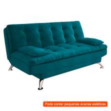 [OUTLET] Sofá-Cama Casal 3 Lugares Premium A2 Suede Azul Turquesa