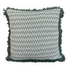 Almofada Campestre Zig com Franja 45x45 Verde Oliva