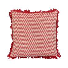 Almofada Campestre Zig com Franja 45x45 Vermelha