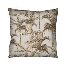 Almofada Quadrada Aquatec Coqueiros Marrom e Cru 43x43 cm