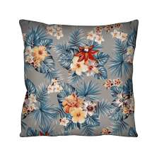 Almofada Quadrada Aquatec Flores Cinza e Azul 43x43 cm
