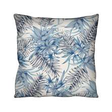 Almofada Quadrada Aquatec Folhagens Branca e Azul 43x43 cm