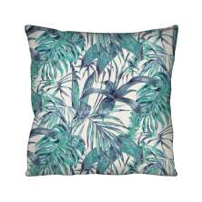 Almofada Quadrada Aquatec Folhagens Branca e Azul II 43x43 cm