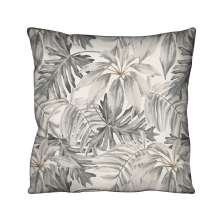 Almofada Quadrada Aquatec Folhagens Branca e Cinza 43x43 cm