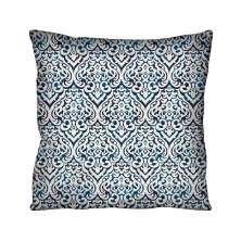Almofada Quadrada Cotone Arabescos Azul e Branca 43x43 cm