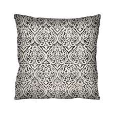 Almofada Quadrada Cotone Arabescos Cinza e Branca 43x43 cm