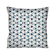 Almofada Quadrada Cotone Triângulos Azul e Branca II 43x43 cm
